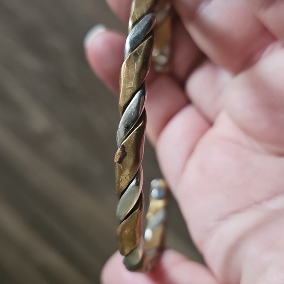Vintage Sergio Lub Braided Copper and Sterling Silver Cuff Bracelet - Picture 4 of 6